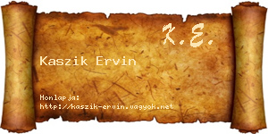 Kaszik Ervin névjegykártya